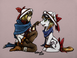 Size: 1600x1200 | Tagged: safe, artist:nenefi, clothes, cornet, hat, ponified, rhapsody: a musical adventure, scarf