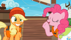 Size: 1566x878 | Tagged: safe, screencap, applejack, pinkie pie, pony, g4, ppov