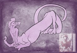 Size: 1280x873 | Tagged: safe, artist:h-aunt, steven magnet, dragon, taur, g4, male, noodles, paws, purple background, simple background, solo