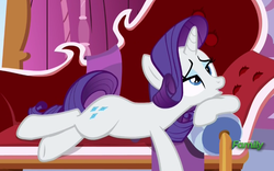 Size: 686x429 | Tagged: safe, screencap, rarity, pony, g4, ppov, discovery family logo, fainting couch, female, mare, reclining, solo