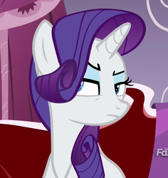 Size: 441x467 | Tagged: safe, screencap, rarity, pony, unicorn, g4, ppov, cropped, female, mare, narrowed eyes, solo