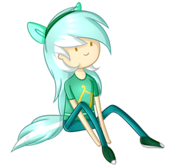 Size: 1024x996 | Tagged: safe, artist:despotshy, lyra heartstrings, human, g4, adventure time, fake ears, fake tail, female, humanized, male, pony ears, simple background, solo, style emulation, transparent background