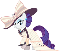 Size: 3700x3200 | Tagged: safe, artist:cheezedoodle96, rarity, pony, g4, ppov, .svg available, alternate hairstyle, bow, clothes, dress, ear piercing, earring, female, giant hat, gloves, hat, high res, jewelry, lidded eyes, looking at you, mare, necktie, piercing, raristocrat, rose dewitt bukater, simple background, solo, svg, titanic, transparent background, vector