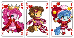 Size: 3072x1585 | Tagged: safe, artist:dedonnerwolke, cheese sandwich, party favor, pinkie pie, anthro, g4, card, party trio, playing card