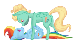 Size: 1000x570 | Tagged: safe, artist:dedonnerwolke, rainbow dash, zephyr breeze, pony, g4, bedroom eyes, cute, duo, male, on back, ship:zephdash, shipping, simple background, straight, transparent background