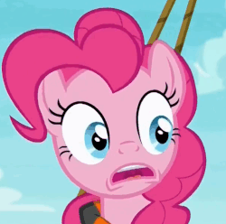 Size: 502x498 | Tagged: safe, screencap, pinkie pie, earth pony, pony, g4, ppov, female, gif, mare, non-animated gif, reaction image, shock, solo, surprised