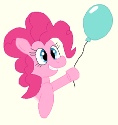 Size: 327x348 | Tagged: safe, artist:litsun, pinkie pie, earth pony, pony, g4, balloon, female, holding, pixel art, simple background, solo, upper body