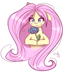 Size: 433x486 | Tagged: safe, artist:ayoarts, fluttershy, g4, blushing, cute, female, floppy ears, flower, looking at you, shyabetes, simple background, solo, transparent background