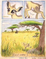 Size: 1068x1356 | Tagged: safe, artist:thefriendlyelephant, oc, oc only, oc:kekere, oc:sabe, oc:uganda, antelope, dik dik, giant sable antelope, comic:sable story, acacia tree, africa, animal in mlp form, cloven hooves, comic, cute, grass, grassland, perspective, rock, savanna, traditional art, tree