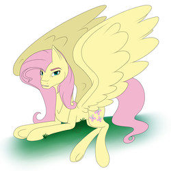 Size: 1708x1705 | Tagged: safe, artist:twigpony, fluttershy, g4, female, large wings, looking at you, solo, underhoof
