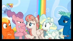 Size: 1920x1080 | Tagged: safe, screencap, angel wings, loosey-goosey, short fuse, sky stinger, vapor trail, pegasus, pony, g4, top bolt, female, male, mare, rainbow waterfall, stallion, wonderbolts