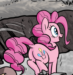 Size: 1852x1920 | Tagged: safe, artist:pencils, pinkie pie, earth pony, pony, comic:anon's pie adventure, g4, butt, cropped, dock, female, plot, pronking, solo