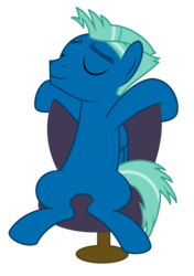 Size: 1200x1700 | Tagged: safe, artist:peternators, sky stinger, pegasus, pony, g4, top bolt, chair, eyes closed, featureless crotch, male, simple background, sitting, solo, stallion, transparent background, vector