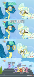 Size: 814x1830 | Tagged: safe, edit, edited screencap, screencap, angel wings, loosey-goosey, rainbow dash, short fuse, sky stinger, twilight sparkle, vapor trail, alicorn, pony, g4, top bolt, angel wings the shipper, comic, goggles, image macro, male, meme, now kiss, rainbow the shipper, screencap comic, ship:vaporsky, shipper on deck, shipping, so many shippers, stallion, straight, twilight sparkle (alicorn), twilight the shipper, wonderbolt trainee uniform