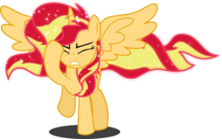 Size: 5580x3500 | Tagged: safe, artist:orin331, sunset shimmer, alicorn, pony, equestria girls, g4, absurd resolution, alicornified, eyes closed, female, headache, race swap, shimmercorn, solo