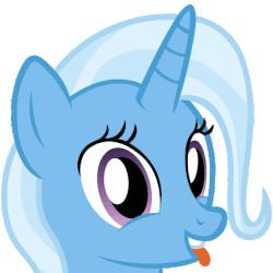 Size: 606x605 | Tagged: safe, artist:badumsquish, derpibooru exclusive, trixie, pony, g4, animated, female, gif, grin, looking at you, reaction image, silly, silly pony, simple background, smiling, solo, tongue out, transparent background, vibrating