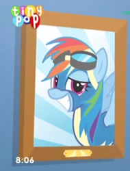 Size: 322x423 | Tagged: safe, screencap, rainbow dash, pegasus, pony, g4, top bolt, bust, clothes, female, grin, lidded eyes, looking at you, mare, portrait, smiling, smirk, smug, solo, spread wings, squee, tiny pop, wings, wonderbolts uniform