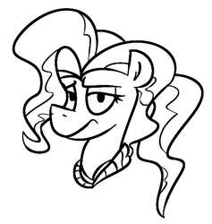 Size: 472x498 | Tagged: safe, artist:cowsrtasty, peachy plume, earth pony, pony, g4, where the apple lies, black and white, bust, female, grayscale, mare, monochrome, portrait, receptionist, simple background, solo, white background