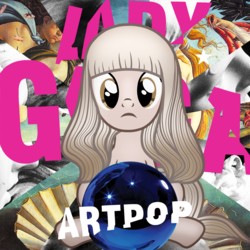 Size: 1280x1280 | Tagged: safe, artist:aldobronyjdc, pony, artpop, cover, lady gaga, music, parody, ponified, ponified celebrity, solo, song reference