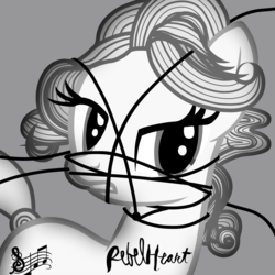 Size: 1280x1280 | Tagged: safe, artist:aldobronyjdc, pony, cover, madonna, monochrome, music, parody, ponified, ponified album cover, solo