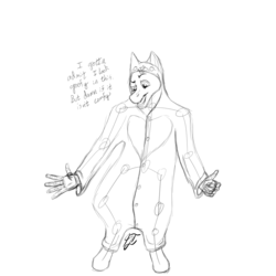 Size: 2000x2000 | Tagged: safe, artist:gabriel-titanfeather, oc, oc only, oc:comet chaser, anthro, unguligrade anthro, anthro oc, clothes, high res, kigurumi, male, monochrome, solo