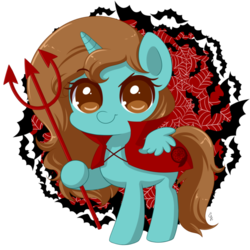 Size: 600x600 | Tagged: safe, artist:exceru-karina, oc, oc only, oc:mystic dreamer, alicorn, devil, pony, alicorn oc, clothes, costume, solo