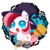 Size: 600x600 | Tagged: safe, artist:exceru-karina, oc, oc only, oc:rouge swirl, bat, pony, broom, chibi, clothes, costume, ear piercing, flying, flying broomstick, looking at you, open mouth, piercing, simple background, smiling, solo, spider web, transparent background, witch