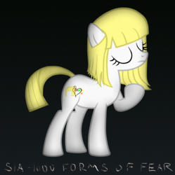 Size: 1324x1328 | Tagged: safe, artist:aldobronyjdc, pony, album cover, black background, eyes closed, hilarious in hindsight, parody, ponified, ponified album cover, sia (singer), simple background, solo
