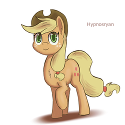 Size: 1500x1500 | Tagged: safe, artist:hypno, applejack, g4, chest fluff, ear fluff, female, hat, raised hoof, smiling, solo