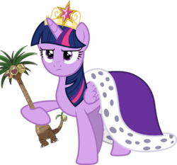 Size: 1097x1024 | Tagged: safe, artist:kevinerino, twilight sparkle, alicorn, alolan exeggutor, pony, g4, alolan form, clothes, crown, exploitable meme, female, folded wings, jewelry, mare, meme, pokémon, regalia, robe, scepter, simple background, solo, transparent background, twilight scepter, twilight scepter meme, twilight sparkle (alicorn), vector