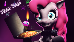 Size: 1920x1080 | Tagged: safe, pinkie pie, pony, robot, robot pony, g4, 3d, animatronic, cupcake, five nights at freddy's, five nights at pinkie's, food, parody, pizza, remake, source filmmaker, voice