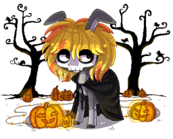 Size: 410x330 | Tagged: safe, artist:kyaokay, oc, oc only, cape, cloak, clothes, costume, food, halloween, holiday, jack-o-lantern, mask, pumpkin, simple background, skull, solo, transparent background, unshorn fetlocks