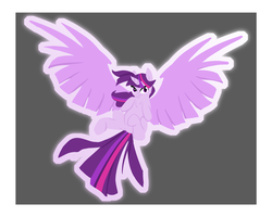 Size: 2400x1920 | Tagged: safe, artist:kryzx, twilight sparkle, alicorn, pony, g4, female, glowing, large wings, looking at you, on back, solo, spread wings, twilight sparkle (alicorn), wings