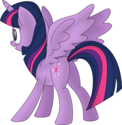 Size: 1052x1080 | Tagged: safe, artist:iknowpony, twilight sparkle, alicorn, pony, g4, testing testing 1-2-3, butt, cutie mark, female, grin, hooves, horn, mare, plot, simple background, smiling, solo, spread wings, transparent background, twilight sparkle (alicorn), vector, wings