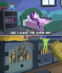 Size: 1016x1188 | Tagged: safe, starlight glimmer, every little thing she does, g4, meme, oven, starlight's room