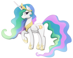 Size: 3000x2364 | Tagged: safe, artist:tayarinne, princess celestia, pony, g4, female, high res, mare, raised hoof, simple background, solo, transparent background