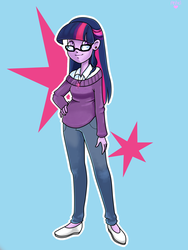 Size: 1200x1600 | Tagged: safe, artist:anhel032015, sci-twi, twilight sparkle, equestria girls, g4, alternate hairstyle, clothes, cute, female, pants, smiling, solo