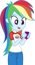 Size: 7000x12646 | Tagged: safe, artist:luckreza8, rainbow dash, equestria girls, g4, my little pony equestria girls: legend of everfree, absurd resolution, clothes, female, open mouth, pants, phone, simple background, smartphone, solo, transparent background, vector, wristband