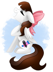 Size: 2019x2732 | Tagged: safe, artist:sacredroses-art, oc, oc only, oc:jennabun, bow, eyes closed, high res, ribbon, singing, solo