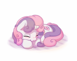 Size: 1500x1178 | Tagged: safe, artist:bobdude0, artist:viwrastupr, sweetie belle, pony, unicorn, g4, collaboration, cute, cutie mark, diasweetes, digital art, eyes closed, female, filly, foal, hnnng, precious, sleeping, solo, sweet dreams fuel, the cmc's cutie marks, weapons-grade cute