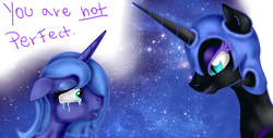 Size: 550x280 | Tagged: safe, artist:girlscoutdragon, nightmare moon, princess luna, g4, crying, duality, floppy ears, s1 luna