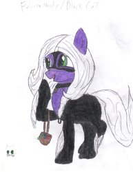 Size: 2550x3300 | Tagged: safe, artist:aridne, pony, black cat, felicia hardy, gem, high res, marvel comics, ponified, solo, traditional art