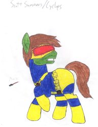 Size: 2550x3300 | Tagged: safe, artist:aridne, pony, cyclops (marvel), high res, marvel comics, ponified, solo, x-men