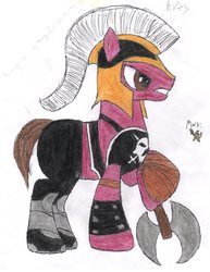 Size: 2550x3300 | Tagged: safe, artist:aridne, pony, ares, axe, battle axe, dark avengers, high res, marvel comics, ponified, solo