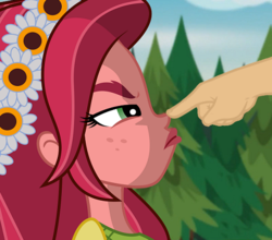 Size: 511x449 | Tagged: safe, edit, edited screencap, screencap, gloriosa daisy, equestria girls, g4, my little pony equestria girls: legend of everfree, boop, boop edit, cropped, hand, pouting