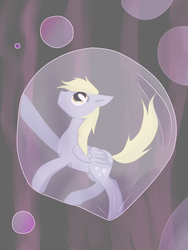 Size: 2304x3072 | Tagged: safe, artist:weird--fish, derpy hooves, pegasus, pony, g4, bubble, female, high res, in bubble, solo