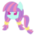 Size: 1000x1000 | Tagged: safe, artist:luckyclau, sunny flare, equestria girls, bow, chibi, equestria girls ponified, female, hair bow, pigtails, ponified, solo, tail bow, twintails