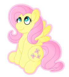 Size: 582x646 | Tagged: safe, artist:homemadegalaxies, fluttershy, g4, female, looking up, simple background, sitting, solo, spread wings, transparent background