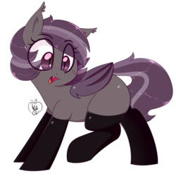 Size: 1000x1000 | Tagged: safe, artist:notenoughapples, oc, oc only, oc:iris, bat pony, pony, clothes, cute, female, solo, stockings
