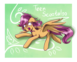 Size: 2500x2000 | Tagged: safe, artist:redheadfly, scootaloo, g4, bandaid, cutie mark, female, flying, high res, older, scootaloo can fly, solo, the cmc's cutie marks